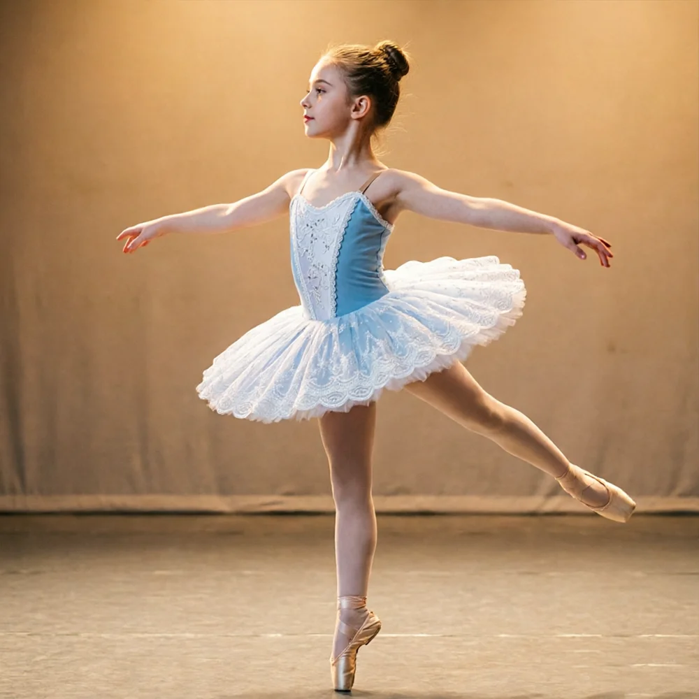 

Professional Light Blue Ballet Tutu Skirt for Girls Swan Lake Style Performance Costume Kids Tutu Dance Dress with Bodice