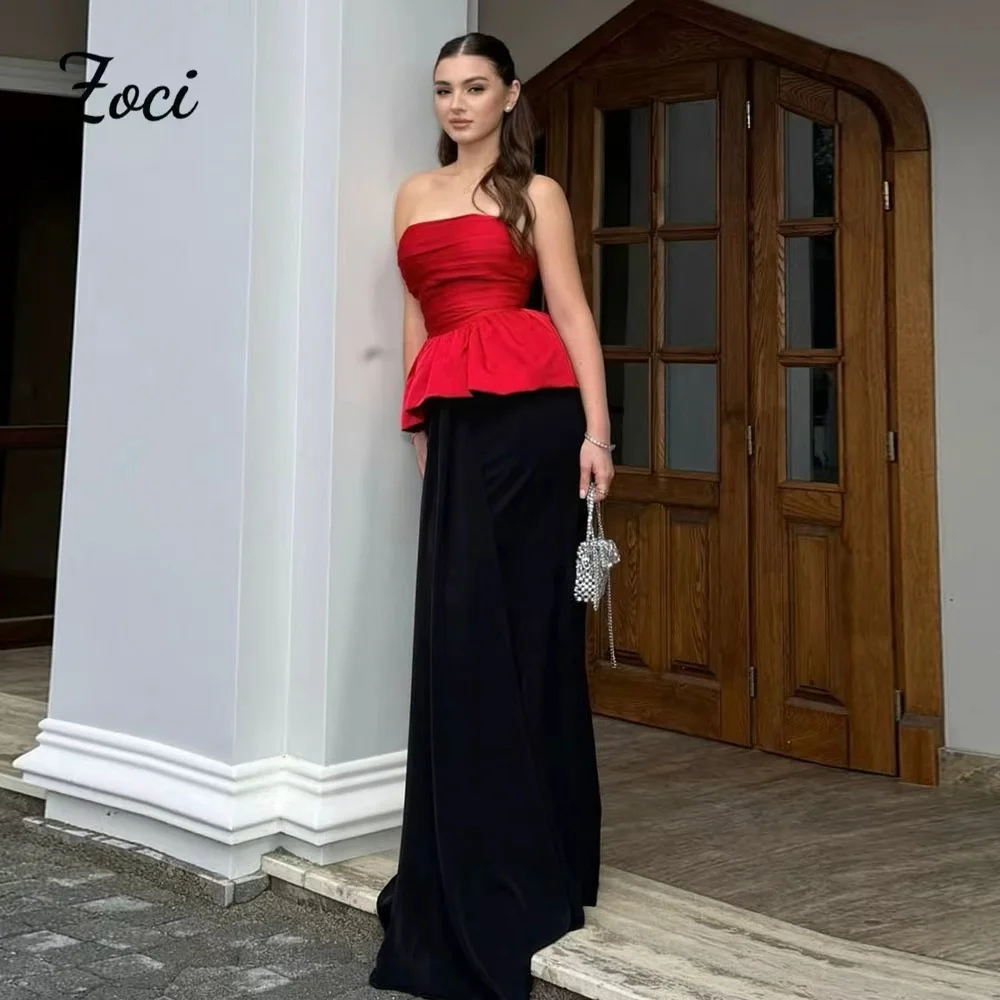 

Zoci индивидуальные атласные красные, черные платья для выпускного вечера, корсет без бретелек, длинное вечернее платье подружки невесты для особых случаев, 2026