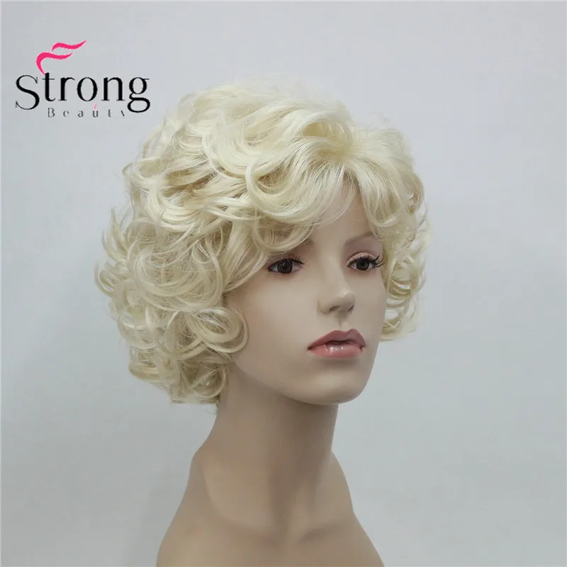 

StrongBeauty Светло-русый для женщин Короткий мягкий лохматый многослойный милый блондин вьющийся волнистый короткий синтетический женский повседневный полный парик