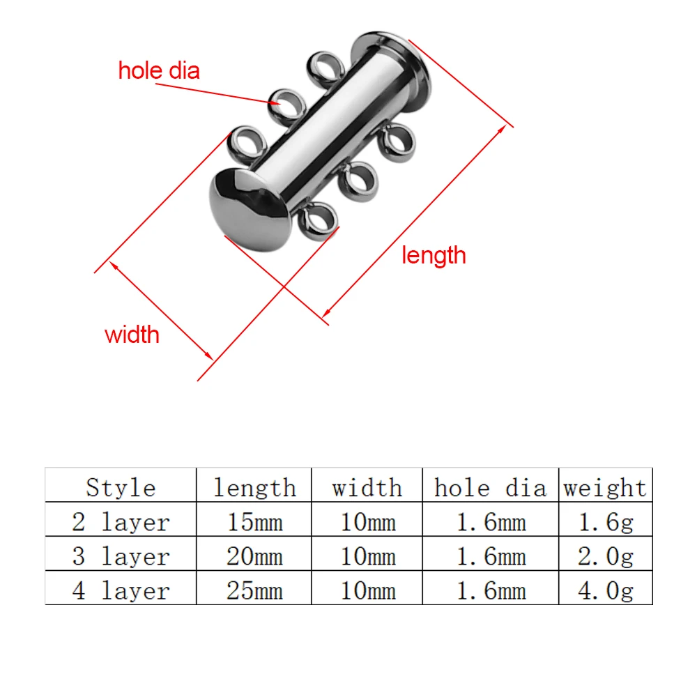 2Pcs Rose Gold Stainless Steel Layered Bracelet Necklaces Slide Strong Magnetic Clasps Tubes Lock Buckle Hook Jewelry Findings