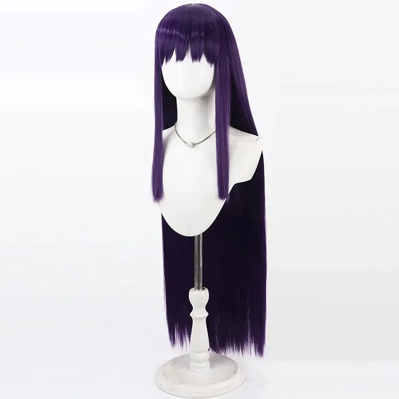 애니메이션 솔로 레벨링 에실 라디루 코스프레 가발 100cm 긴 직선 보라색 내열성 머리카락