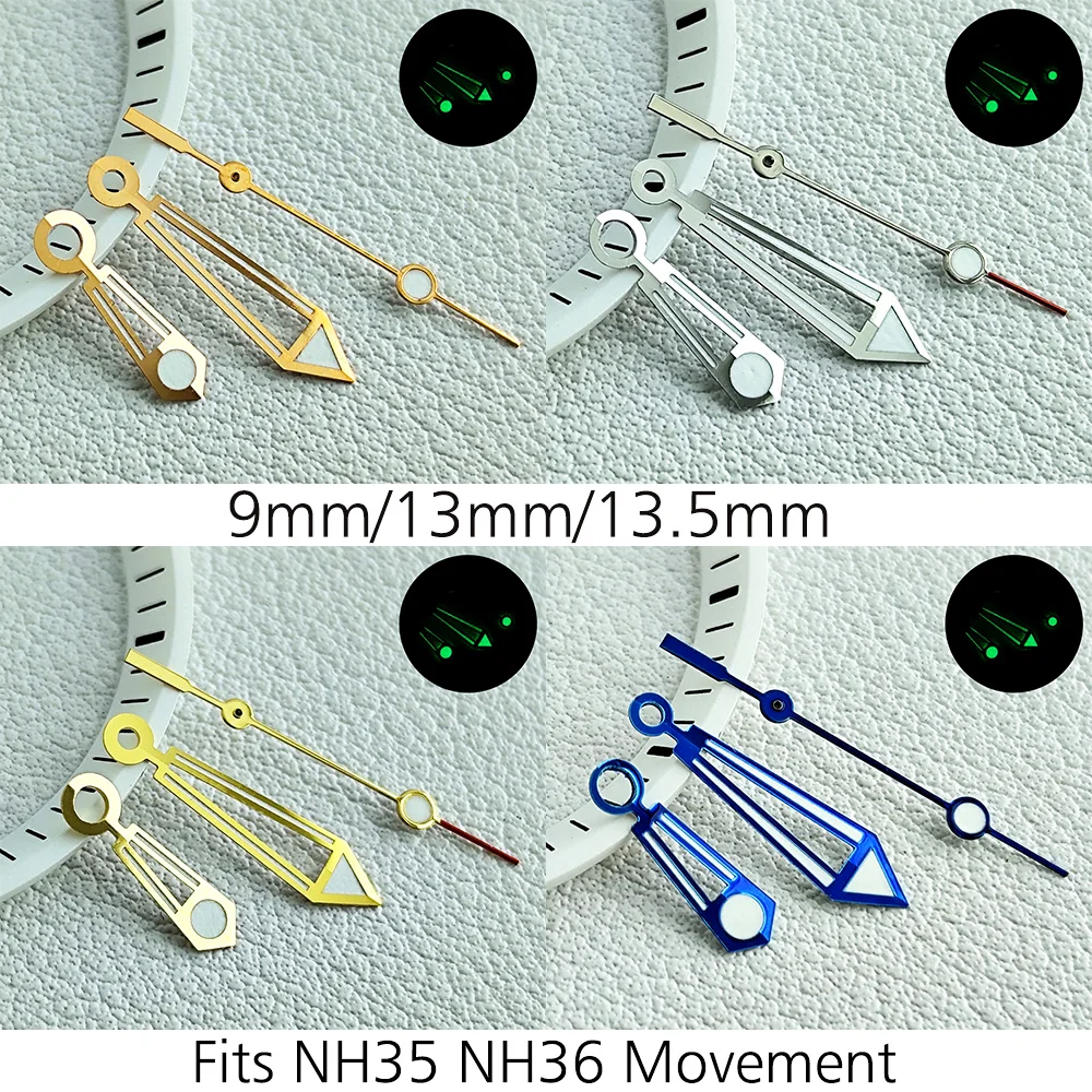 Uhrenteile für Automatikuhren, NH35-Zeiger, passend für NH35 NH36 Uhrwerk, Uhrenzubehör, grüne Leuchtnadeln, NH35-Zeiger
