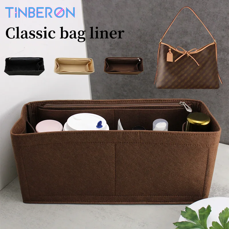 

TINBERON Felt Cloth Make up Bag Large Capacity Bag Liner Insert Organizer Travel Cosmetic Bag Inner Organizer for Luxury Handbag