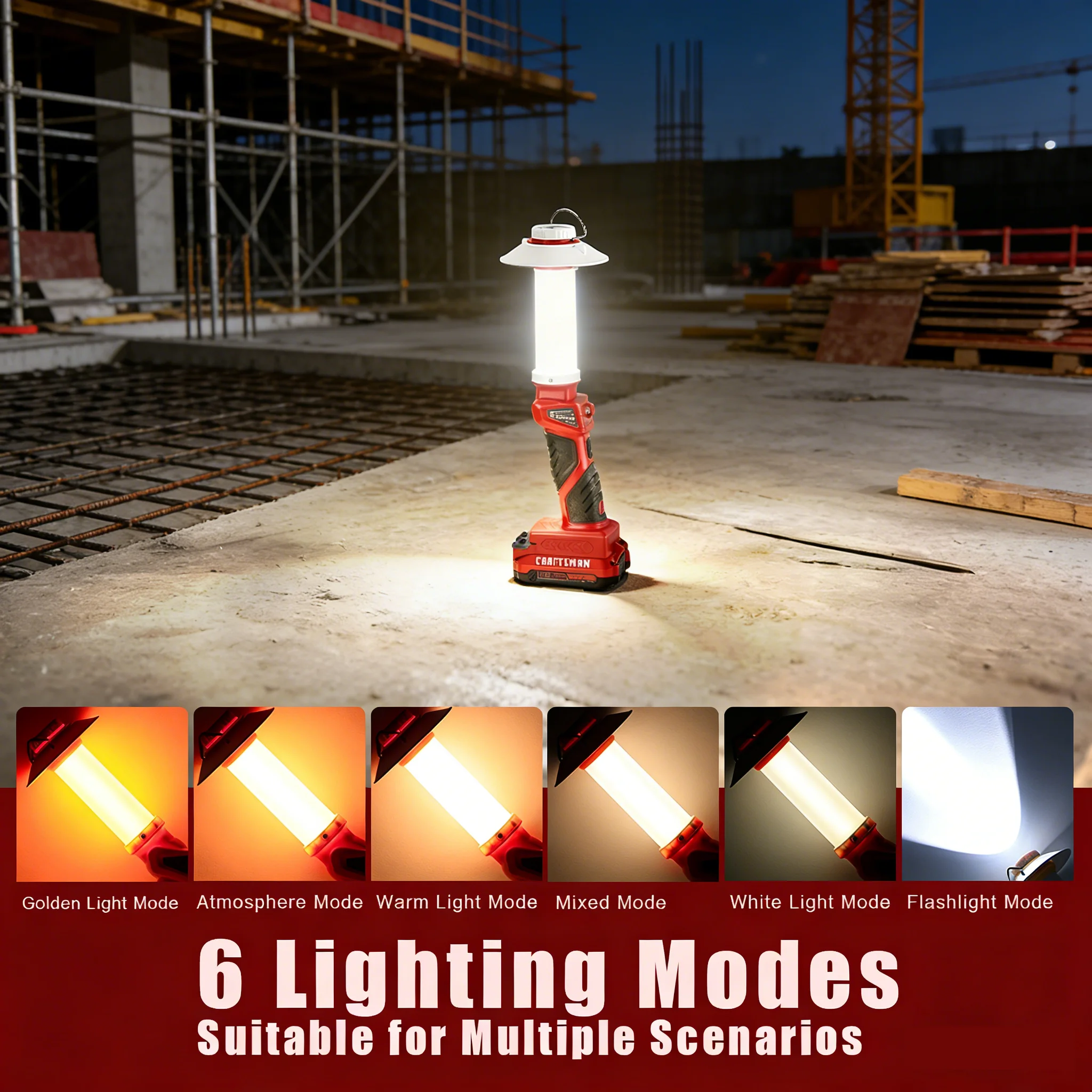 800LM LED Work Light for Craftsman V20 Battery, Flashlight for Camping, Car Repairing, Emergency and Job Site Lighting(Tool Only