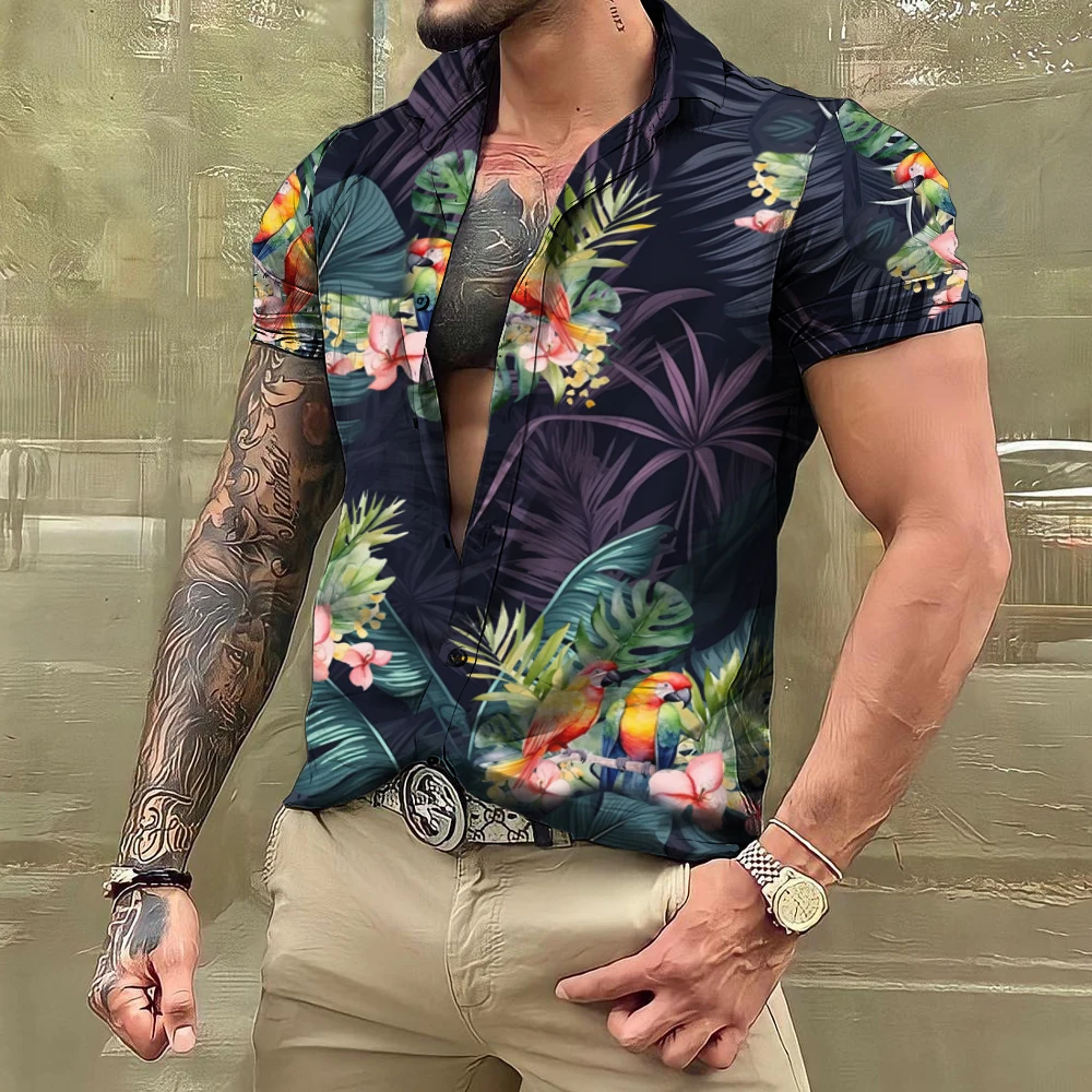 Camisas Havaianas Homens Manga Curta Tops Coconut Graphic Clothing Streetwear Everyday Vacation Novo Verão Para Camisas Masculinas Tops 2023