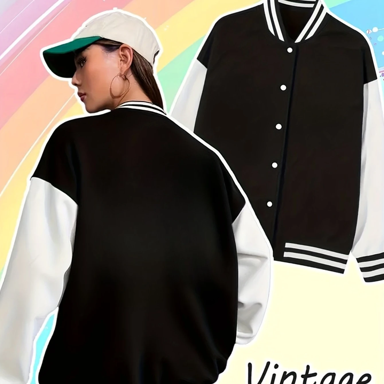 

Women's Casual Baseball Jacket with Long Sleeves Is Suitable for Spring and Autumn Women's Clothing Jacket Women