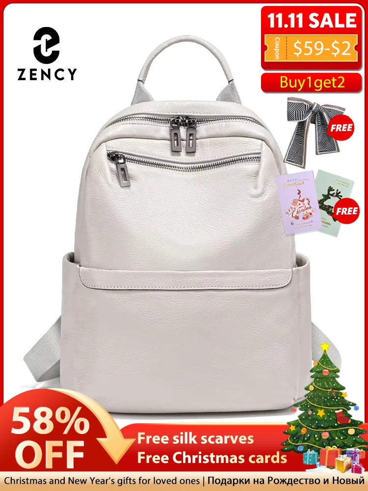 

Zency Soft Genuine Leather Backpack For Women Girls Large Capacity Travel Rucksack Knapsack For Ladies Satchel SchoolBag 2024 Ne
