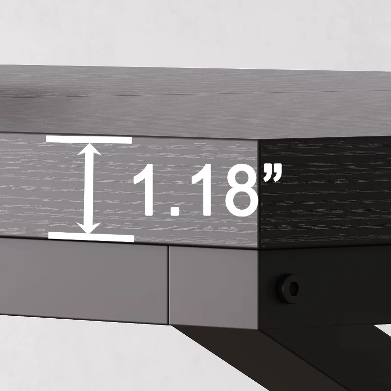 مكتب كمبيوتر أسود طويل، مكتب منزلي كبير مقاس 78 بوصة لشخصين، مكتب مزدوج من الخشب المعدني الصناعي للعمل التنفيذي #6