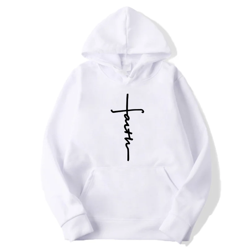 Faith Print Sports Hoodie Men Woman Fashion Casual Cool Hoodies Hooded Sweatshirts Harajuku Pullovers Tracksuit Unisex Clothing