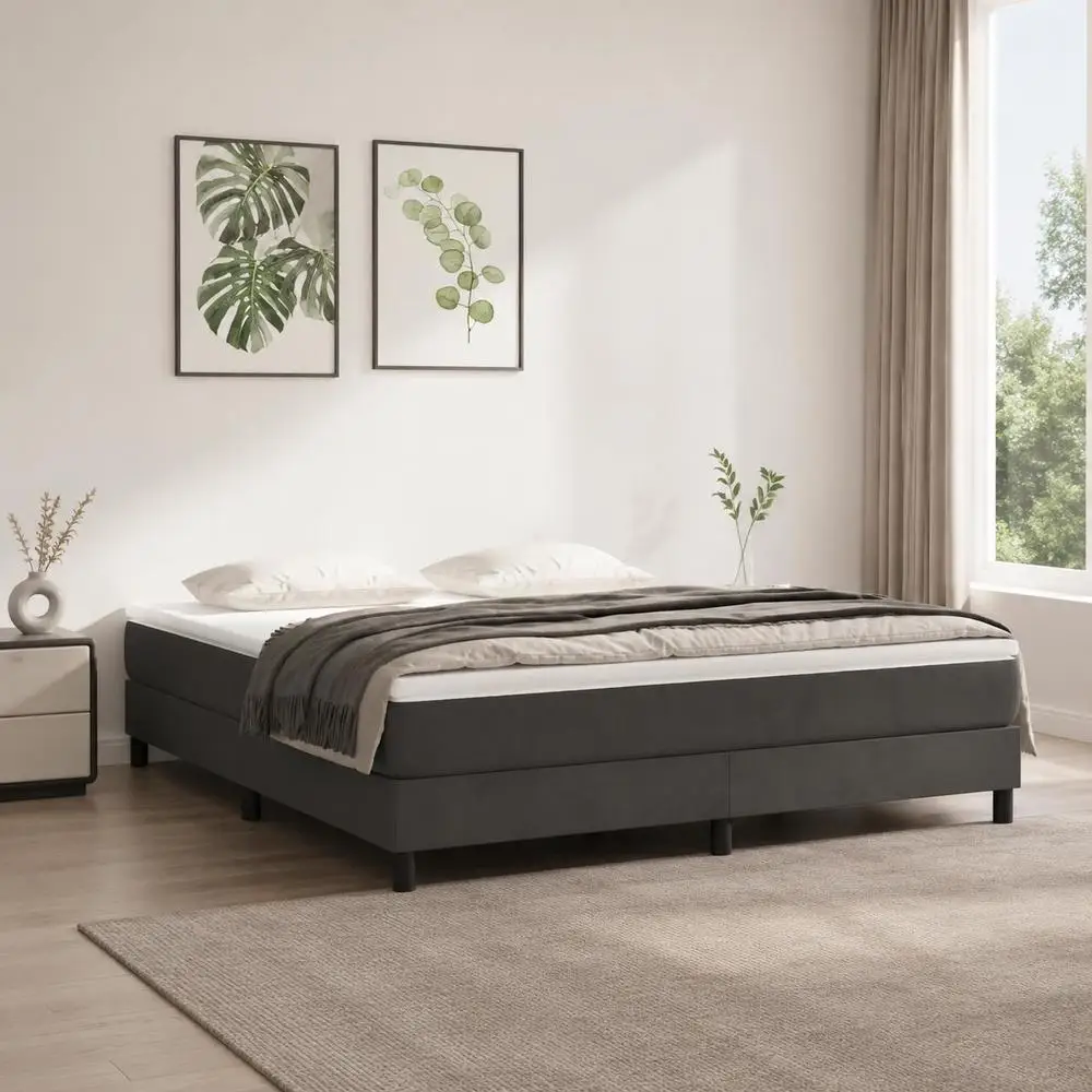 Struttura Letto con Materasso a Molle 160x200 cm Velluto Gambe in Legno per Camera da Letto Interni Moderni