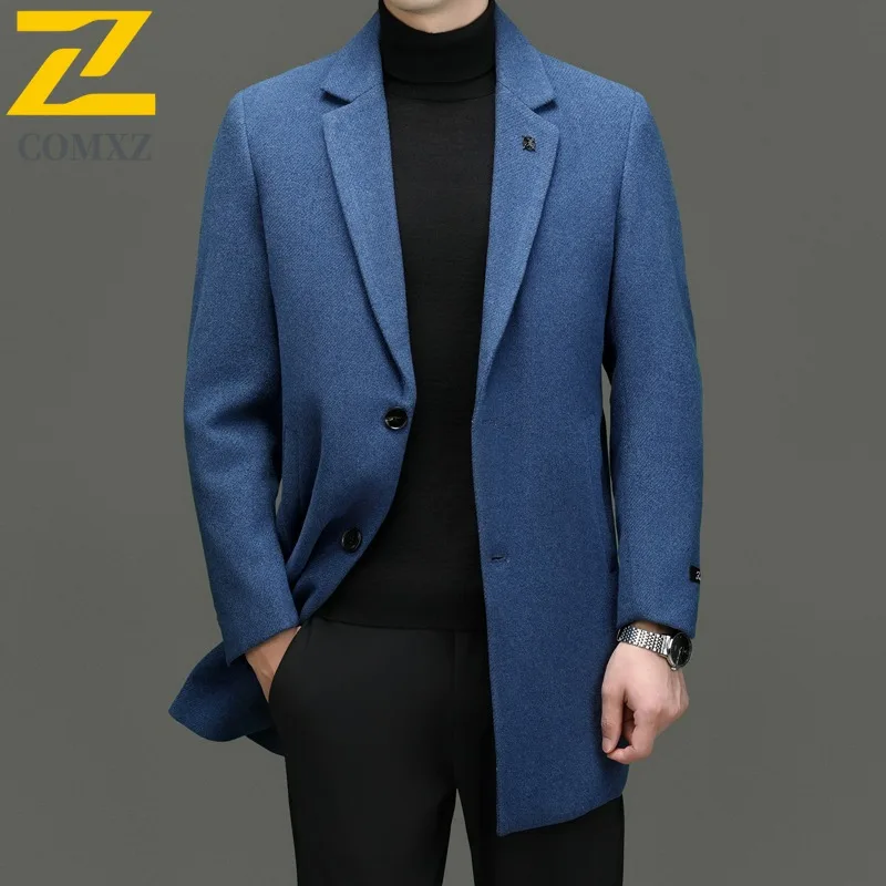 

COMXZ Mens Autumn Winter Wool Coat Premium Single Brethren Wool Overcoat Mid Length Business Trench Coat Formal Outerwear 2025