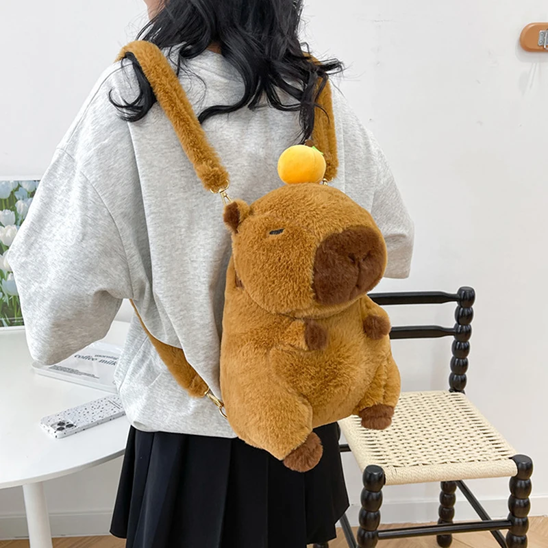 New KawaiiCapybara Plush Doll Backpack Cute Cartoon Children Toy Shoulder Bag Mini Backpack Girlfriend Holiday Gift