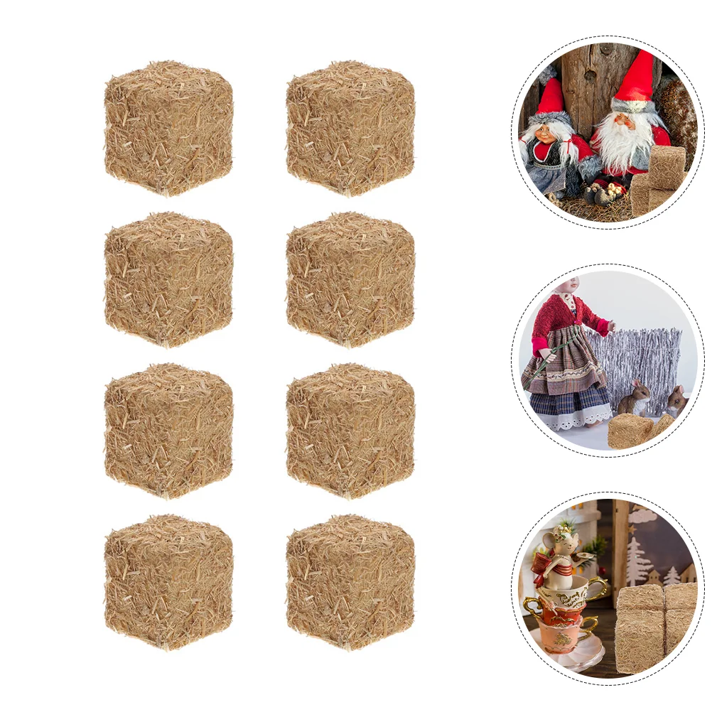

8 Pcs Simulated Haystack Props Fall Decor Mini Ornament Miniature Simulation Model