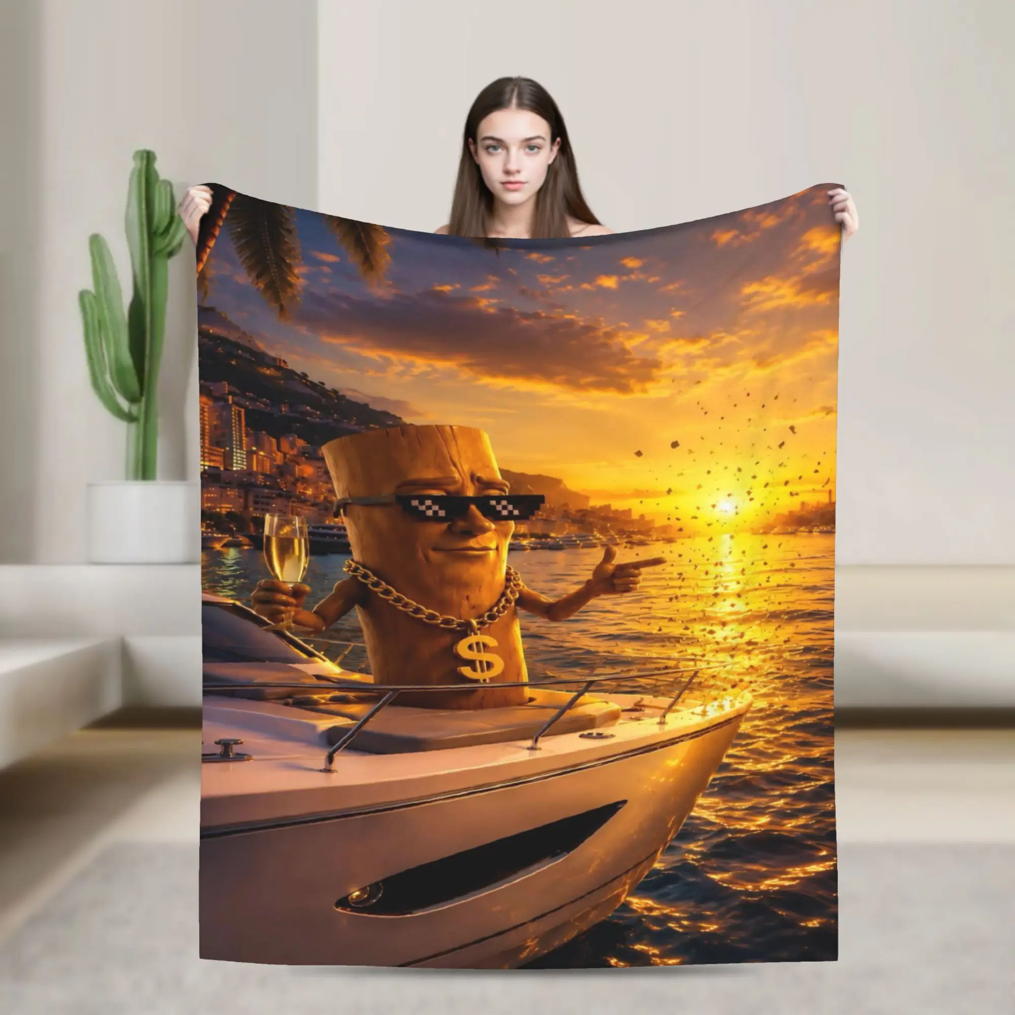 Brainrot Tung Tung Sahur Bombardiro Crocodilo Blanket Fleece  Relax Super Soft Throw Blankets for Bed Bedspreads