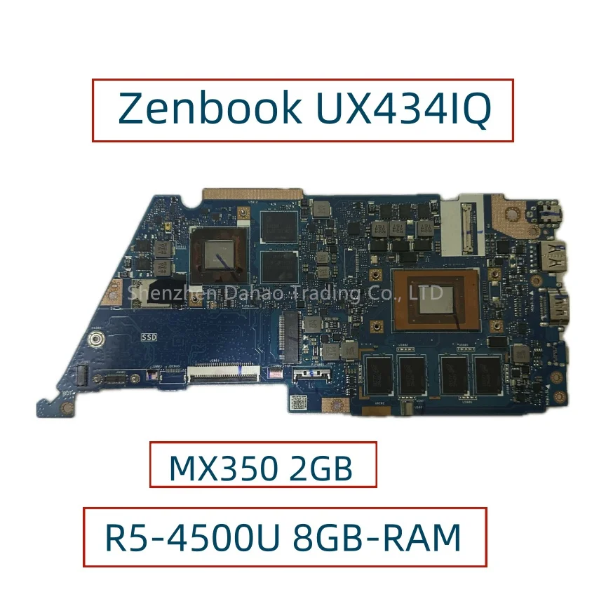 UX434IQ MAIN BOARD For Asus Zenbook Q407IQ UX434IO UX434I UX434 Laptop Motherboard With R5-4500U 8GB-RAM MX350 2GB GPU