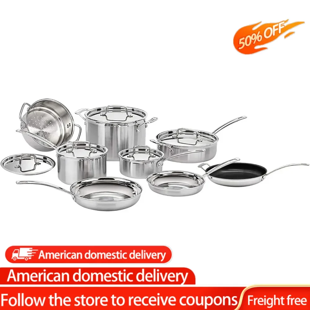 

13 Piece Cookware Set, MultiClad Pro Triple Ply, Silver, MCP-13N