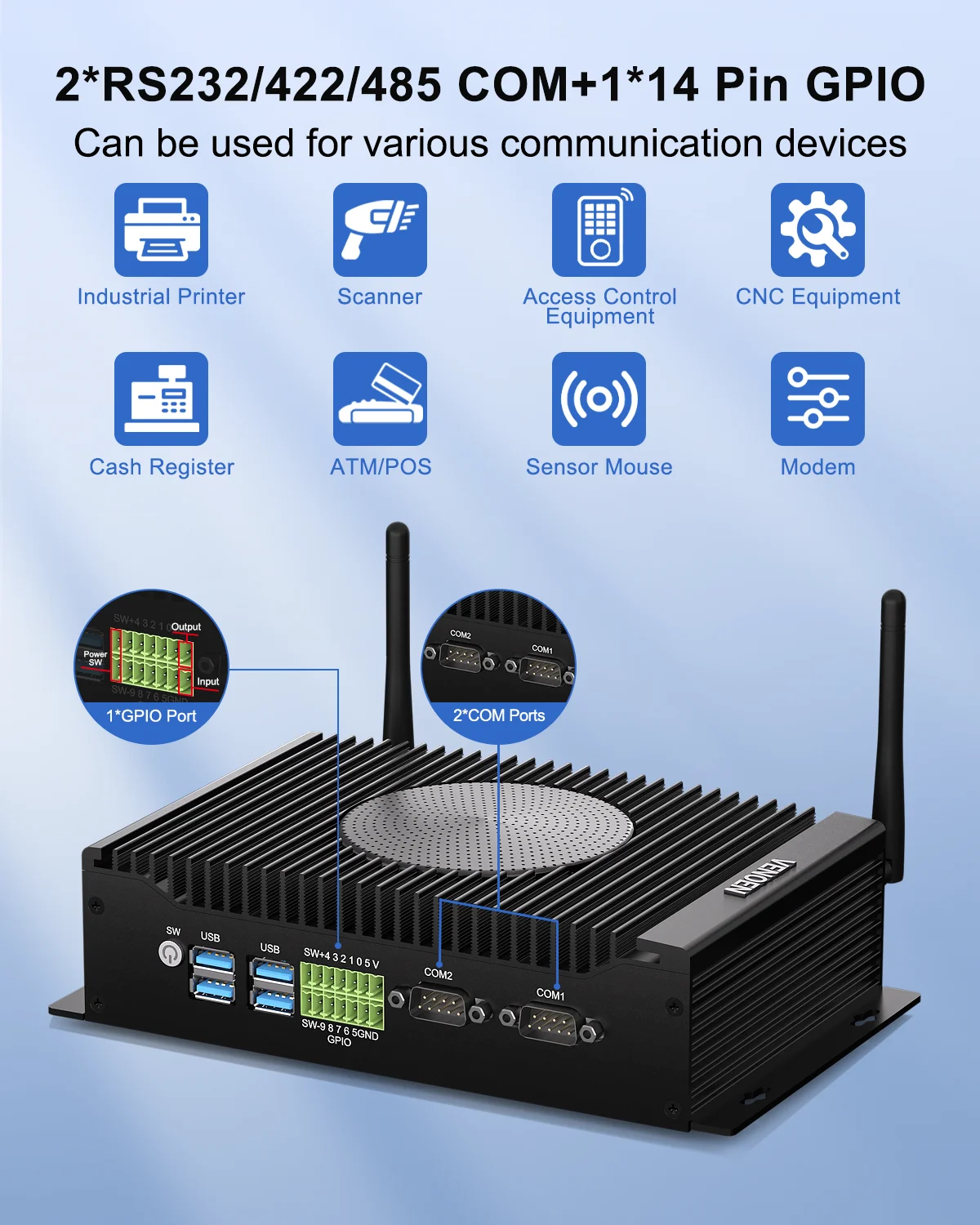 Intel core i3 10110U Industrial Mini PC fan cooling H6 GPIO 2xRJ45 LAN 2XRS232 COM 6XUSB DDR4 SSD 2.0 HD DP Win10/11 Linux
