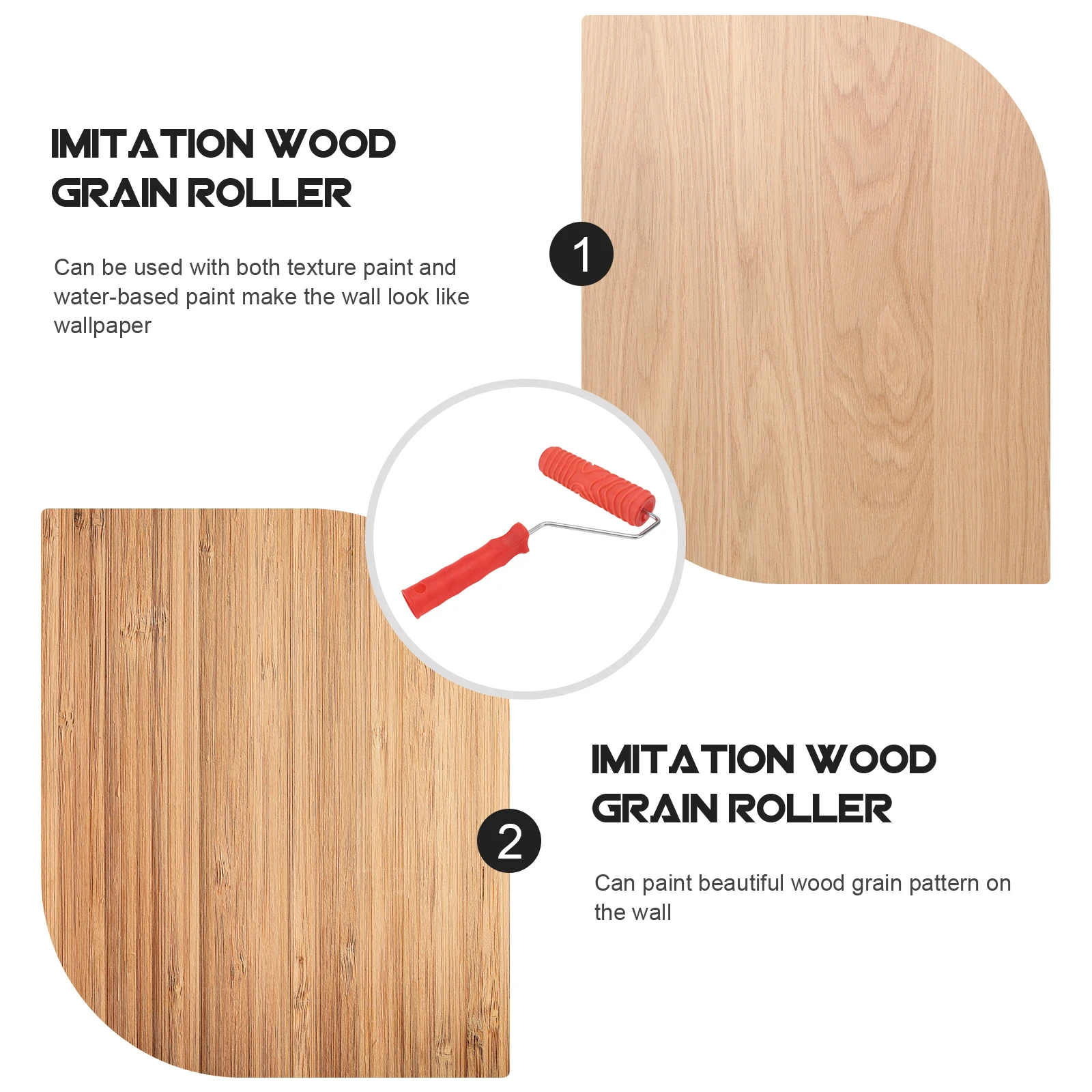 

7 Inch Red Diy Wall Decoration Painting Wood Grain Pattern Rubber For Texture Emulsion Paint Durable Plastic Handle Decorative