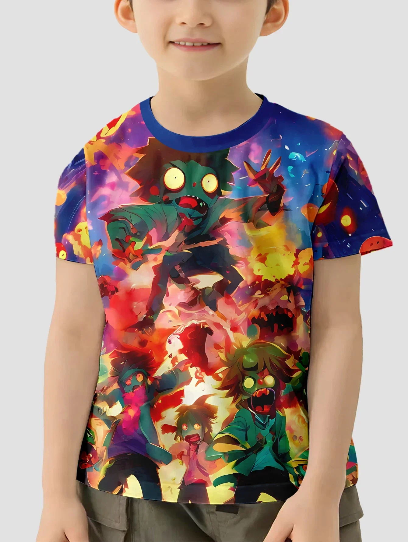 ثلاثية الأبعاد طباعة الساخن لعبة النباتات مقابل الكسالى ملابس الطفل 5 إلى 14 سنة الذكور الملابس في الهواء الطلق للأطفال صبي فتاة الطفل تي شيرت