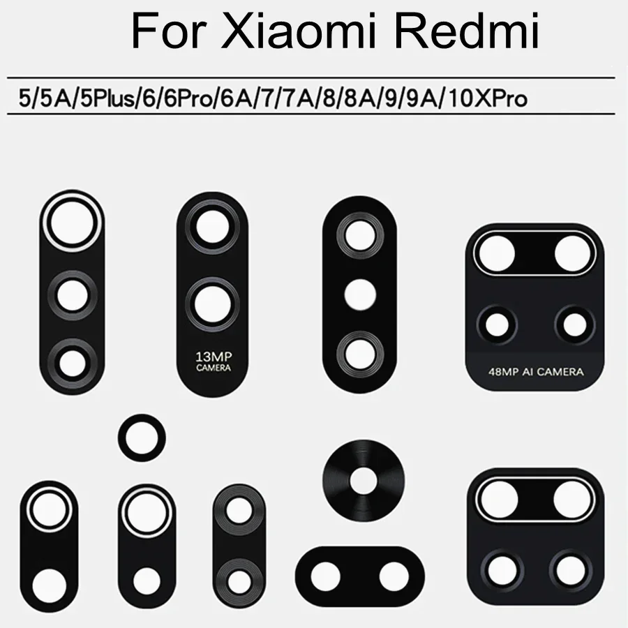 

Стеклянный объектив задней камеры для Redmi 5 Plus 6 Pro 7 8 9A 10X Pro 4G Замена стекла задней основной камеры
