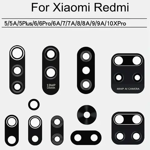 Obiettivo in vetro della fotocamera posteriore per Redmi 5 Plus 6 Pro 7 8 9A 10X Pro 4G Sostituzione dell'obiettivo in vetro della fotocamera principale posteriore