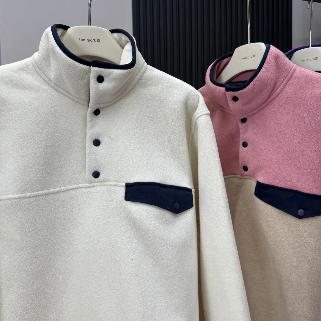 2026 Outdoor-Radsport- und Wanderjacke für Paare mit Farblich Abgestimmtem Patchwork-Design, Stehkragen und Fleece-Futter – Detail 14