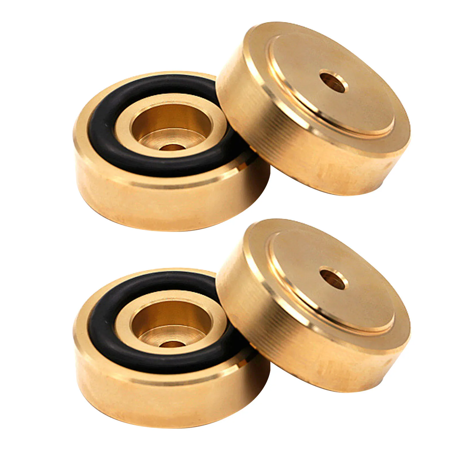 Brass Cutting Board Feet with Anti Slip Rubber Screws Kit Noise Reducing Speaker Isolation Pads for Kitchen HiFi Amplifier DAC