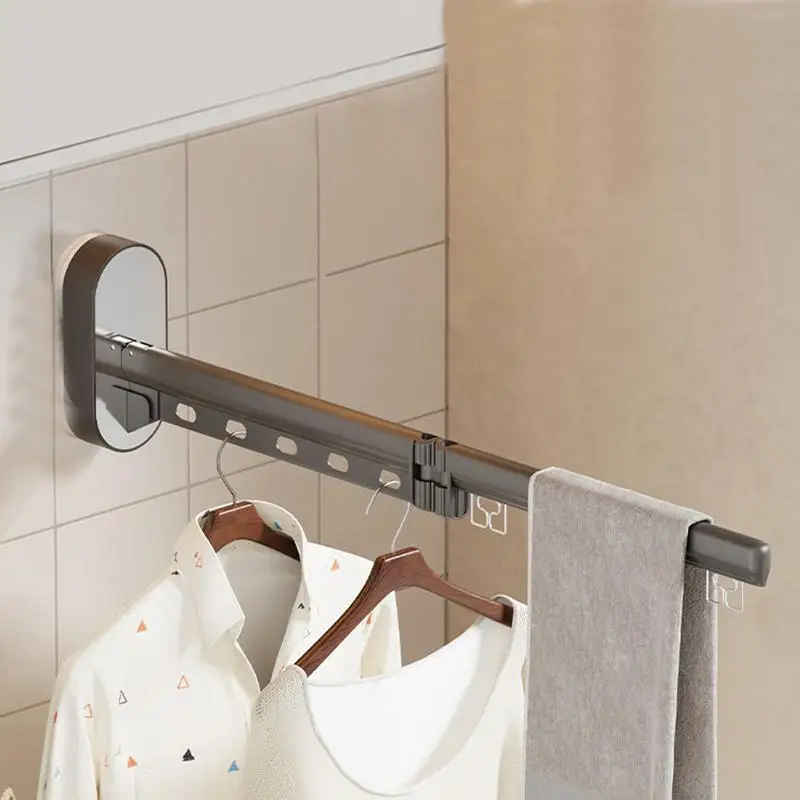 

Suction Wall Mount Folding Clothes Drying Rack With Retractable Suction Cup Extension Pole Reusable Fold Clothes Rack