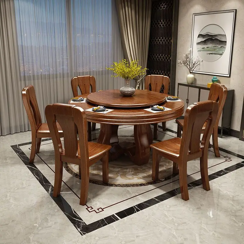

Customizable walnut all solid wood dining table and chair combination