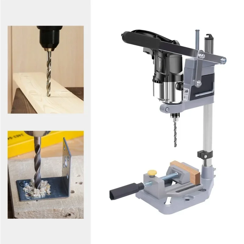 Drill Press Stand for Hand Drill Adjustable Bench Clamp Support Tool Hand Drill Single Hole Workstation Aluminum Base Portable