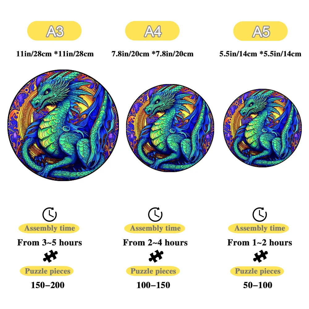 Rompecabezas de madera de Dragon King para adultos y niños, puzle de madera redondo único, juguete para aliviar el estrés con forma de Animal, regalo