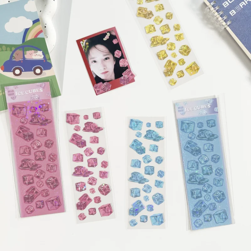 Cute High Value Laser Modeling Ice Cube Stickers Handbook Photo Star Card Phone Case Diary DIY Decorative Cartoon Stickers