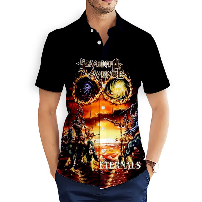 Seventh Avenue  Rock  3D  Printed  Fashion Casual Shirts Men's /Women's  Short Sleeves Loose Breathable Hawaii Shirts