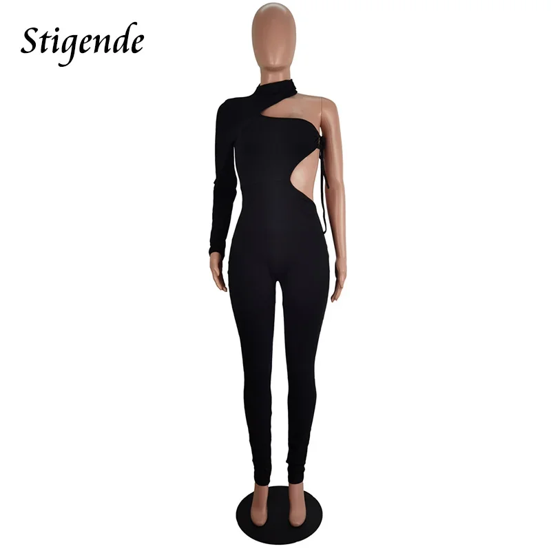 Stigende-mono Sexy de tubo con un hombro recortado para mujer, mono Irregular ajustado con cordones, ropa para discoteca