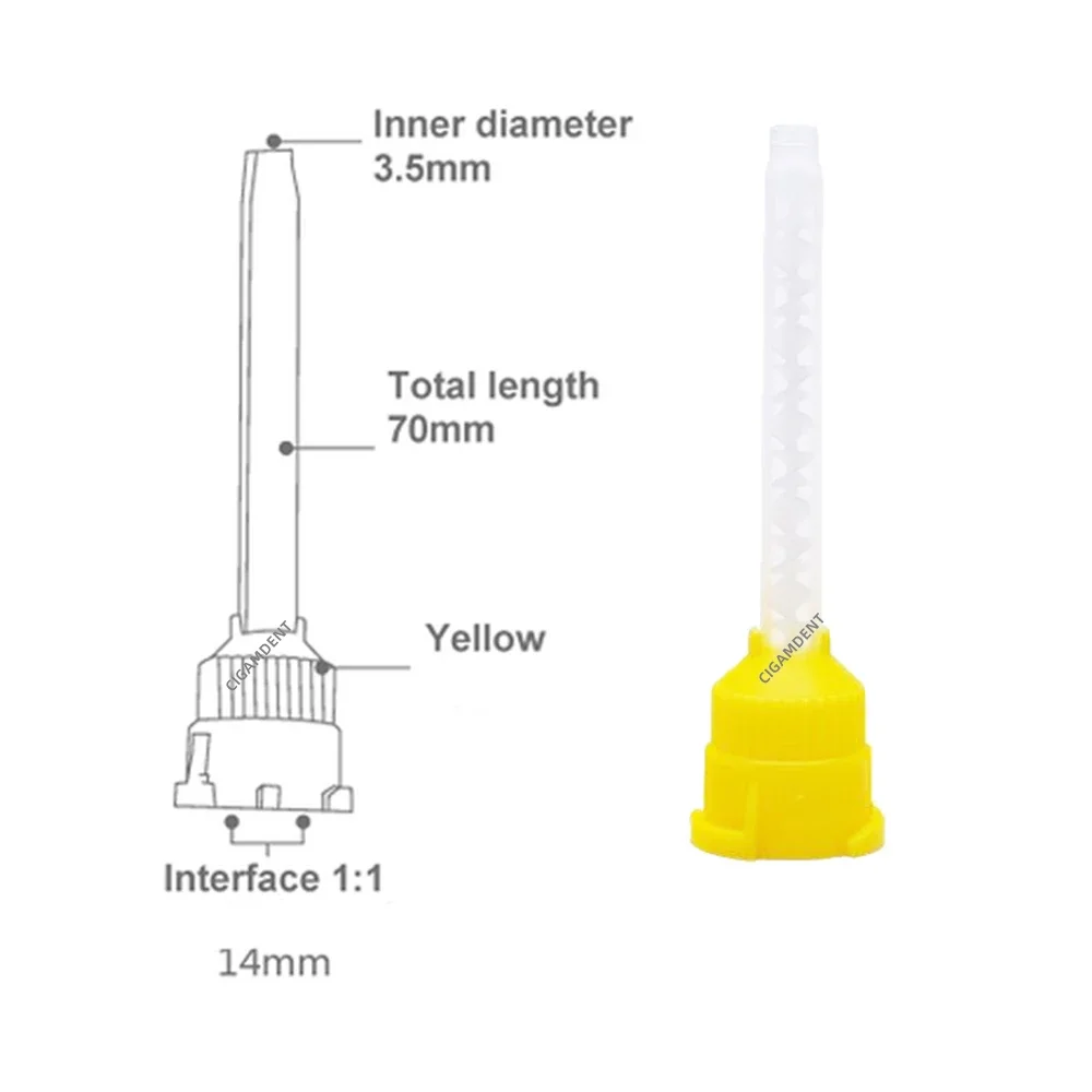 50pcs Dental Intraoral Impression Mixing Tips Nozzles Mixer Syringe Silicone Rubber Gun Conveying Mixing Head