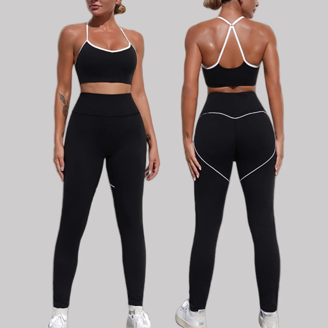

New Tight Yoga Outfit Sports Bra Set Running Fitness Beautiful Back High Waist Hip Lift Workout Clothes Gym Sports Sportswear