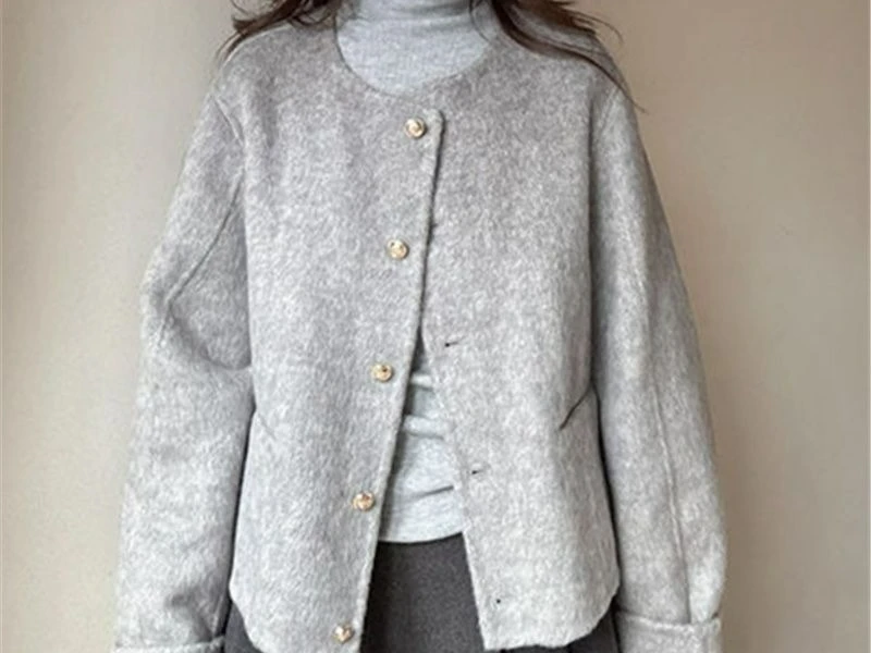 

High-end Gray Woolen Coat Women's Autumn 2025 New Loose Woolen Coat