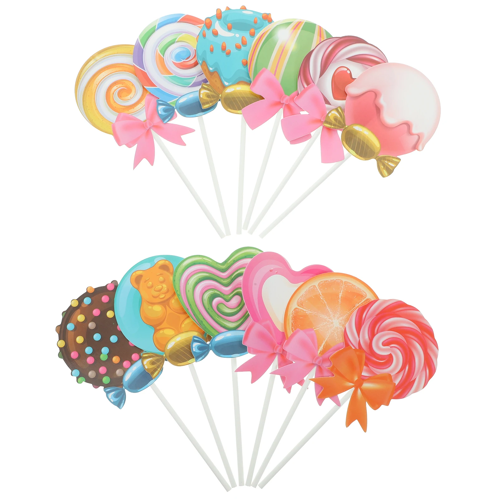 

12pcs Colorful Cake Picks Bright Decorations Birthday Supplies Paper Cupcake Toppers Shaped Fruit Flags For Baking Cakes