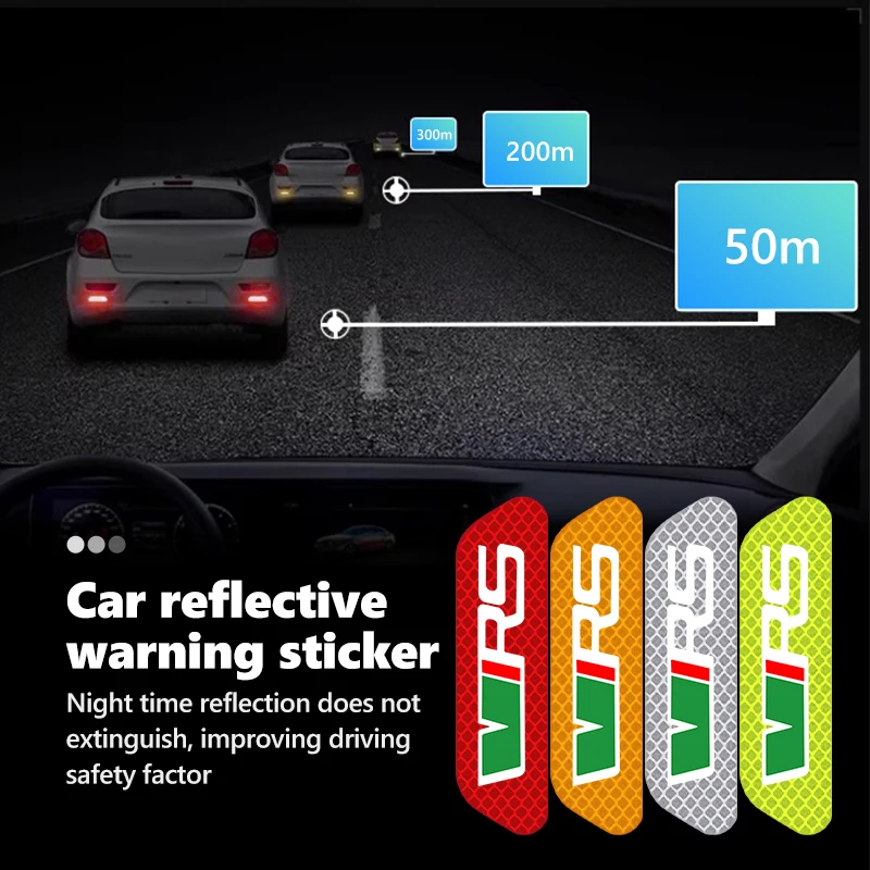 For Skoda Car Door Stickers DIY Reflective Tape Warning Mark Auto Decoration VRS Octavia 1 2 3 Rapid Kodiaq Karoq Fabia Kamiq