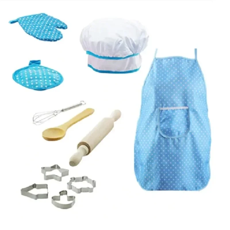 Jogar House Kitchen Toy Set para Meninas, Utensílios De Cozinha Infantil, Ferramentas de Cozimento, Bolo De Avental, Roupas De Chef