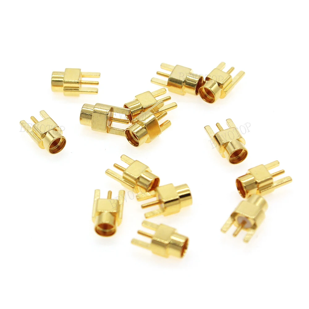 10PCS MMCX Female Jack Connector PCB Mount With Solder Straight Gold plated 3 Pins MMCX RF Connector