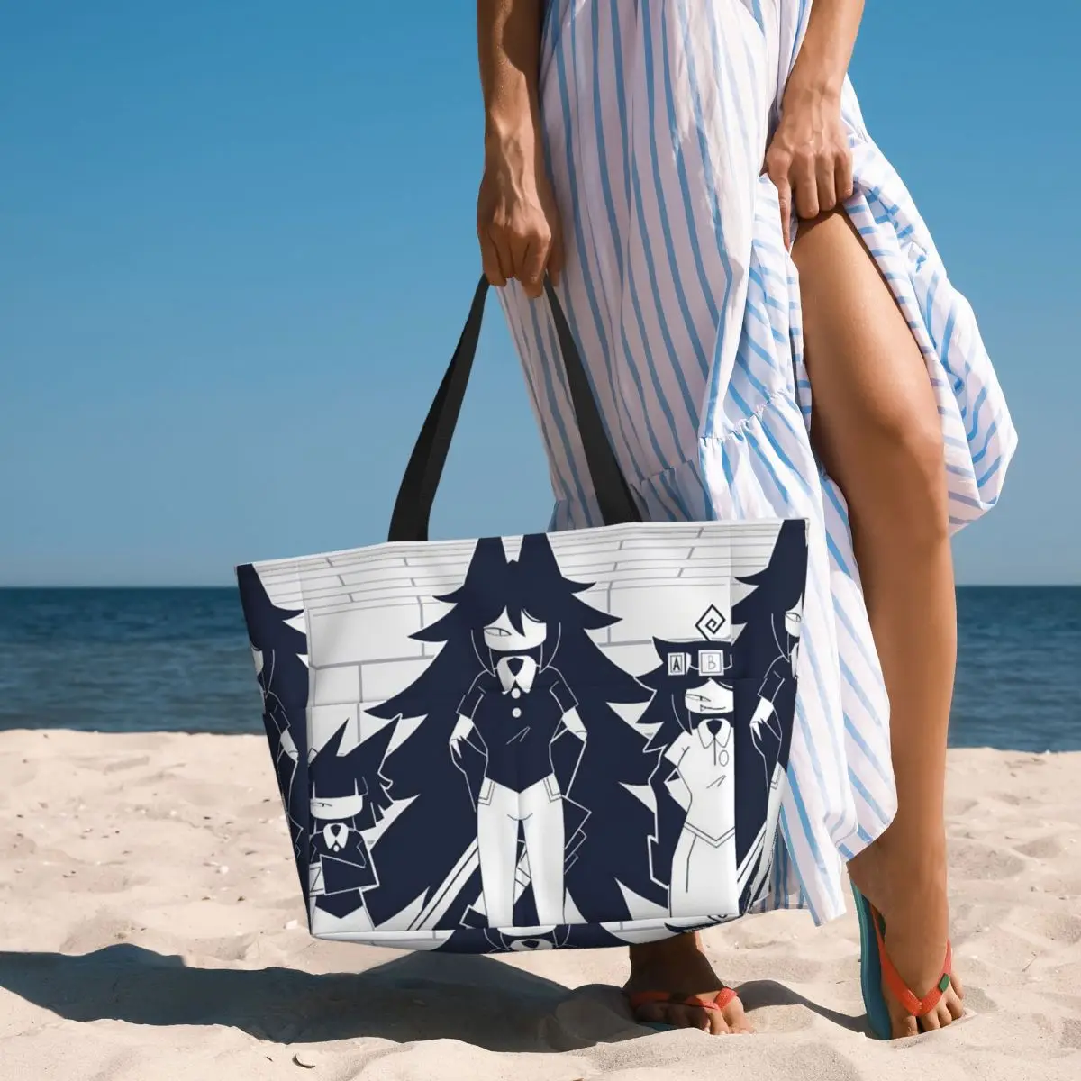 

FPE Miss Circle Doodle Cartoon Game Beach Tote Bag Sport Gym Yoga Duffle Large Tote Bag Women Travel Bag Fitness bag