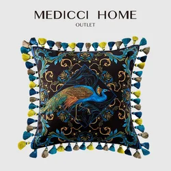 Medicci Home Peacock Cushion Cover Green Super Soft Velvet Luxury Boutique Decor Square Throw Pillow Case 45X45cm Fast Shipping