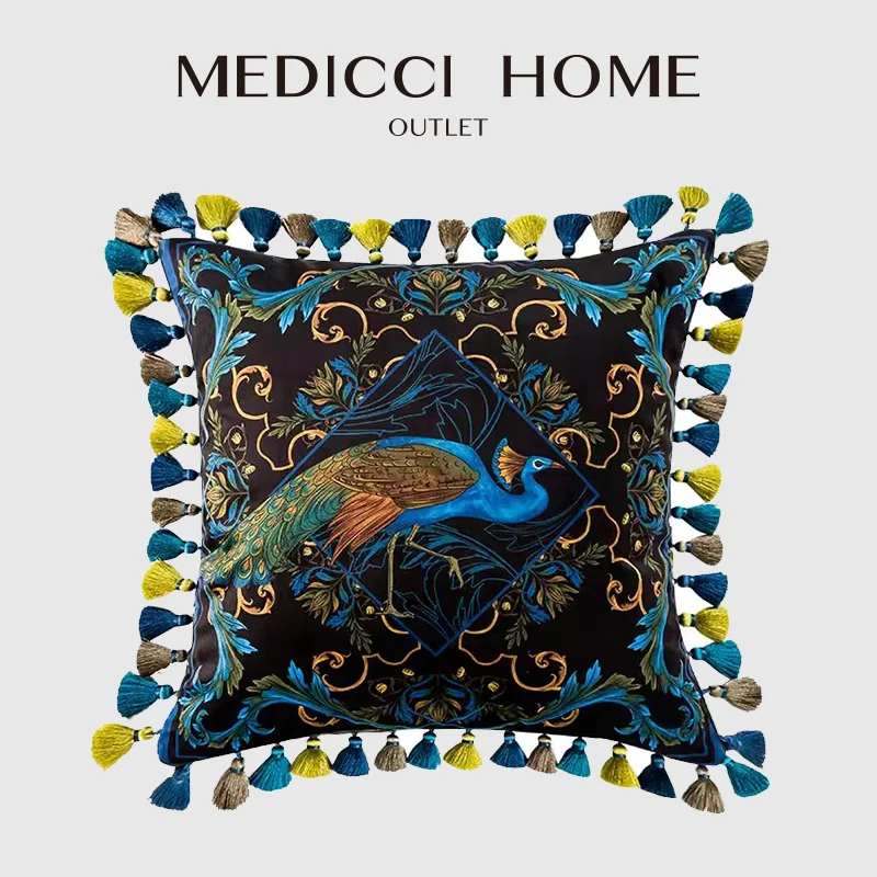 Medicci Home Peacock Cushion Cover Green Super Soft Velvet Luxury Boutique Decor Square Throw Pillow Case 45X45cm Fast Shipping