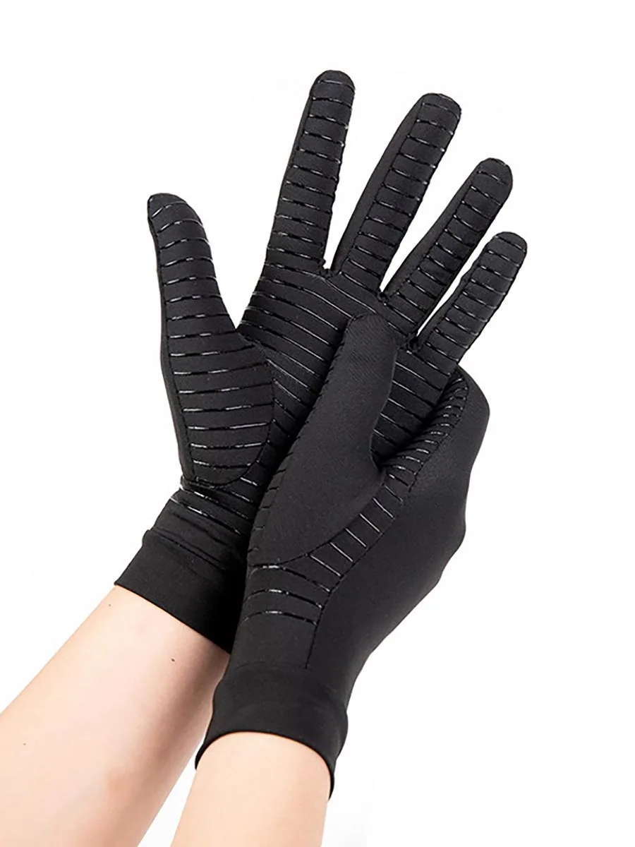 Gants d'arthrite à Compression en cuivre, noirs, Support de poignet, antidérapants, unisexe, soulagement de la douleur des articulations des doigts