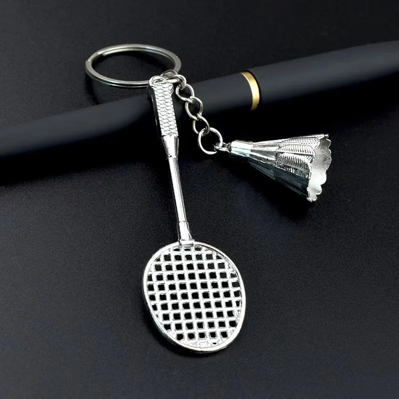 Metal Bronze Sliver Badminton Golf Keychain Car Key chain Jewelry Key ring Holder Ring Car Bag Pendant Charm Keyring Wholesale