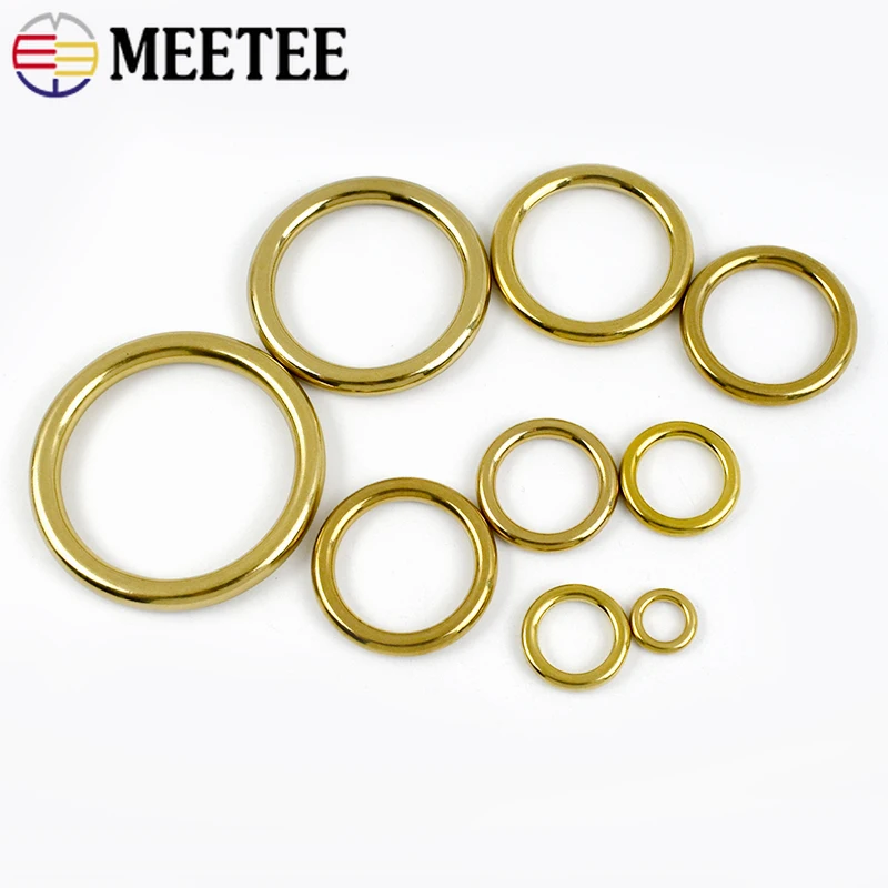 

2Pcs 8-51mm Solid Brass Seamless Buckle O Rings Bag Strap Hook Belt Buckles Webbing Connect Loop Keychain Sewing Accessories