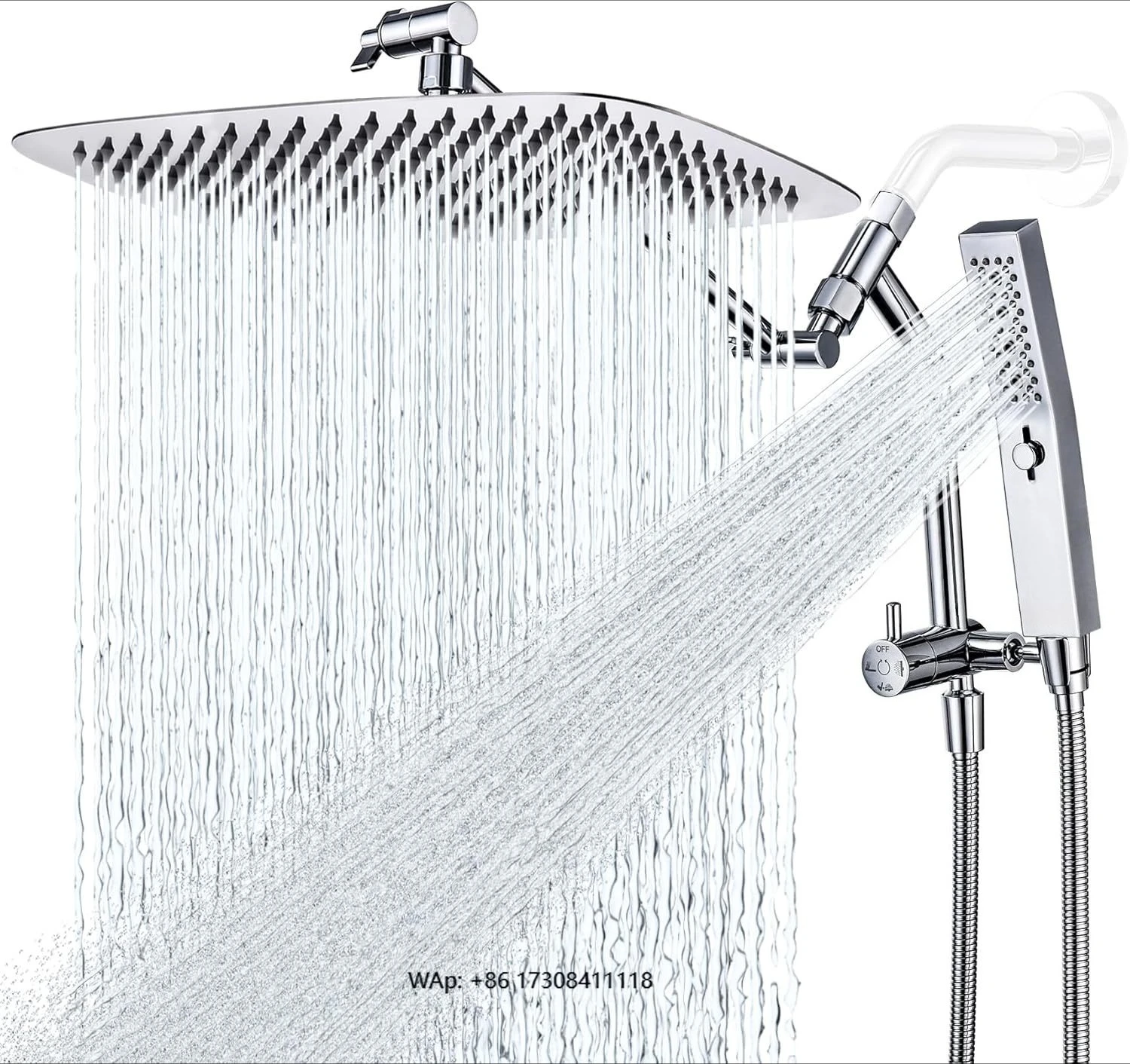 

Цельнометаллическая душевая лейка с массажным режимом, ручной душевой распылитель с функцией комбинированного распыления.