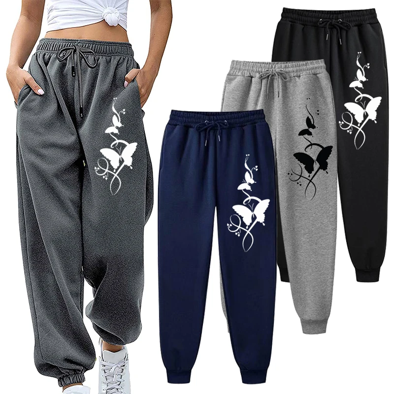 Female Printing Casual Versatile Women Pants Trendy Hip Hop Trousers With Drawstring Pockets Sweatpants