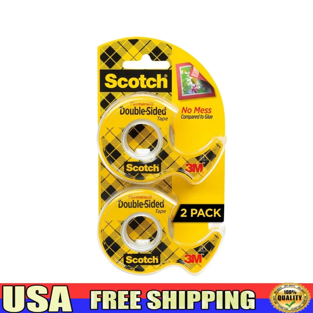 

Двусторонние диспенсеры для прозрачной ленты, постоянный клей, 2 рулона, 1/2 x 400 дюймов, идеальные художественные ремесла, офисные школьные проекты